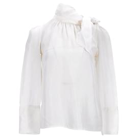 Ba&Sh-Ba&sh Pussybow-Bluse aus weißer Viskose-Weiß