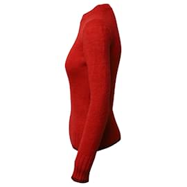 Maje-Jersey de punto Maje de lana mohair rojo con cuello redondo-Roja