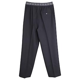 Louis Vuitton-Louis Vuitton Anthracite Relaxed Pants With Logo Waistband in Black Wool-Black
