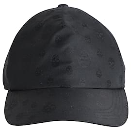 Alexander Mcqueen-Alexander McQueen Skull-Print Baseball Cap in Black Polyester-Black