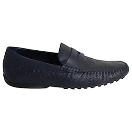 Gucci-Gucci Guccisimma Loafers in Navy Blue Leather -Navy blue