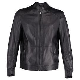 Hugo Boss Biker Jacket in Black Leather Black