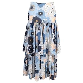 Chloé-Chloe Floral Tiered Maxi Skirt in Multicolor Cotton-Multiple colors