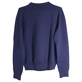 Lanvin-Suéter de malha Lanvin Flame Slogan Intarsia em lã azul marinho-Multicor