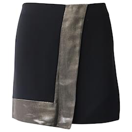 Sandro-Sandro Paris Mini Skirt with Gold Detail in Black Polyester-Black