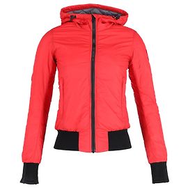 Canada Goose Dore Hooded Down Bomber Jacket in Red Polyester Red