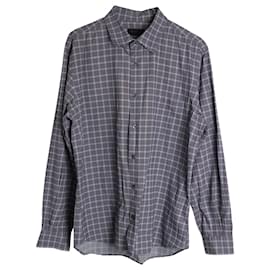 Prada-Camisa xadrez Prada com botões em algodão multicolorido-Multicor