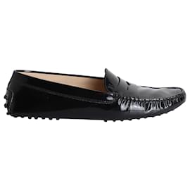 Tod's-Tod's Gommino Driving Loafers in Black Patent Leather -Black