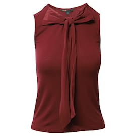 Maje-Maje Bow Front Sleeveless Top in Red Viscose-Red
