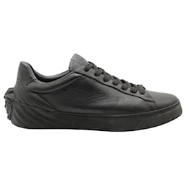 Versace-Versace Medusa Low Top Lace Up Sneakers in Black Leather -Black