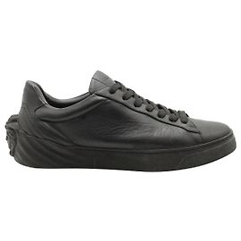 Versace Medusa Sneakers basse con lacci in pelle nera Nero