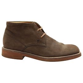 Tod's Bottines à Lacets en Daim Nubuck Marron Marron