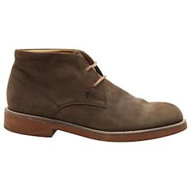 Tod's-Tod's Lace Up Boots in Brown Nubuck Suede-Brown