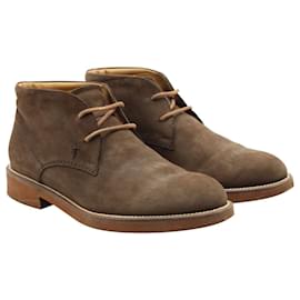 Tod's-Tod's Lace Up Boots in Brown Nubuck Suede-Brown