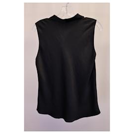 Theory-Theory Cowl-Neck Sleeveless Top in Black Polyester-Black