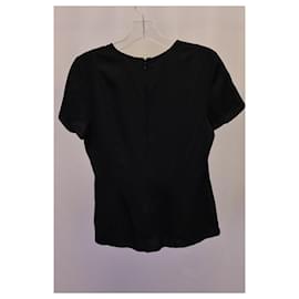 Theory-Theory Short-Sleeve Blouse in Black Polyester-Black