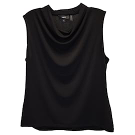 Theory-Theory Cowl-Neck Sleeveless Top in Black Polyester-Black