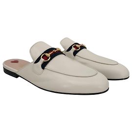 Mules Gucci Horsebit en cuir crème Blanc Écru
