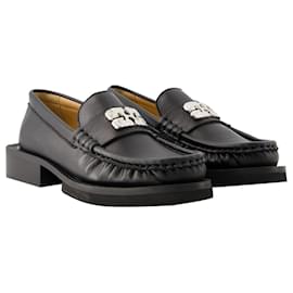 Ganni-Butterfly Logo Loafer  - Ganni - Leather - Black-Black