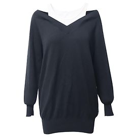 Alexander Wang Robe Pull Superposée en Laine Mérinos Noire Noir