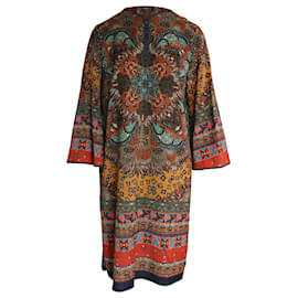 Etro-Vestido túnica Etro Free Spirit estampado na altura do joelho em lã multicolorida-Outro,Impressão em python