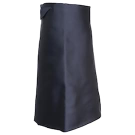 Bottega Veneta-Bottega Veneta Straight Knee-length Skirt in Navy Blue Polyester and Silk-Navy blue