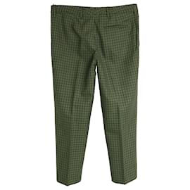 Miu Miu-Miu Miu Houndstooth Pants in Green Virgin Wool-Green
