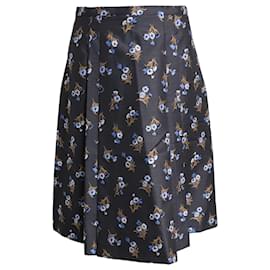 Prada-Minifalda con bordado floral de Prada en lana negra-Negro