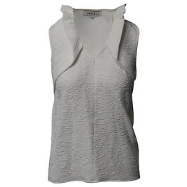 Ärmelloses Top von Sandro Paris aus weißer Polyester-Viskose Weiß