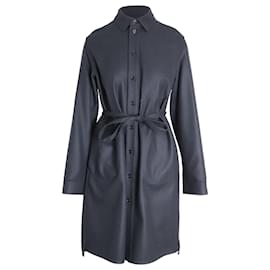 Jil Sander-Jil Sander Mid-Length Belted Coat in Charcoal Wool-Black