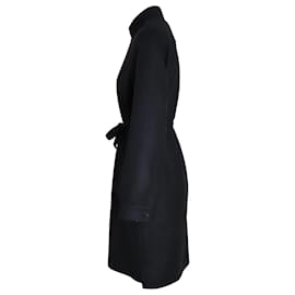 Jil Sander-Abrigo de longitud media con cinturón en lana color carbón de Jil Sander-Negro