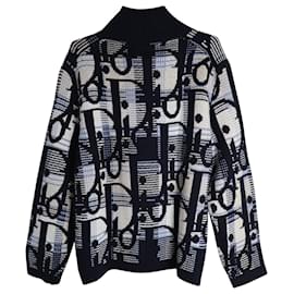 Dior-Dior Oblique Logo Funnel Neck Sweater in Multicolor Virgin Wool-Other,Python print
