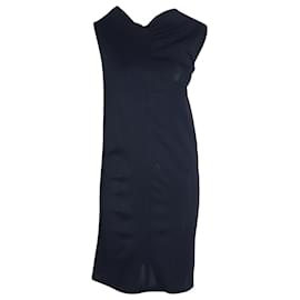 Jil Sander-Jil Sander Sleeveless Asymmetric Dress in Navy Blue Viscose-Navy blue