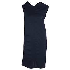 Vestido asimétrico sin mangas de viscosa azul marino de Jil Sander Azul marino