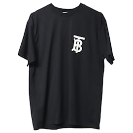 Burberry-Camiseta com logotipo Burberry TB em algodão preto-Preto