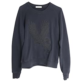 Balmain-Pierre Balmain Raglan-Sweatshirt mit Adlerapplikation aus schwarzer Baumwolle-Schwarz