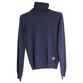Tod's-Tod's Roll Neck Sweater in Navy Blue Cashmere-Blue