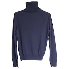 Tod's-Tod's Roll Neck Sweater in Navy Blue Cashmere-Blue