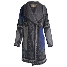Etro Printed Coat in Multicolor Wool Other Python print