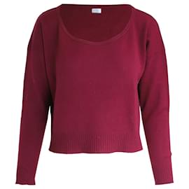 Prada-Prada Cropped Sweater in Burgundy Wool-Dark red