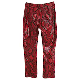 Maison Martin Margiela-Maison Margiela Faux Snake Skin Pants in Red Polyester-Other