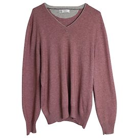 Brunello Cucinelli Pullover mit V-Ausschnitt aus lachsrosa Kaschmir Pink