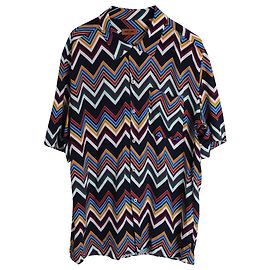 Camicia Missoni Zigzag a maniche corte con bottoni in viscosa multicolore Altro Stampa python