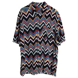 Missoni-Missoni Zickzack-Kurzarmhemd mit Knöpfen aus mehrfarbiger Viskose-Mehrfarben
