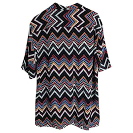 Missoni-Missoni Zigzag Chemise Boutonnée à Manches Courtes en Viscose Multicolore-Multicolore