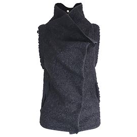 Roland Mouret RM Mohair Blend Colete com gola drapeada em lã preta Preto