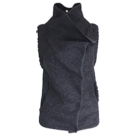 Roland Mouret-Roland Mouret RM Mohair Blend Draped Collar Vest in Black Wool-Black
