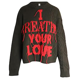 Valentino-Valentino „I Breathe Your Love“-Pullover aus grüner Schurwolle-Grün
