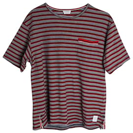 Thom Browne-Thom Browne Banner Stripe Pocket Camiseta em algodão multicolorido-Multicor