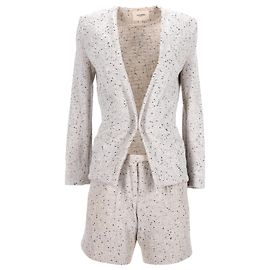 Conjunto de jaqueta e shorts Nanushka em algodão bege Marrom Bege